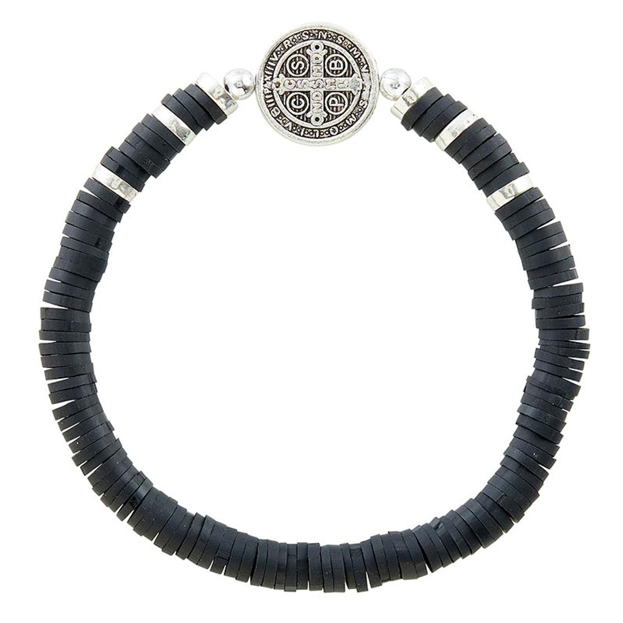 Saint Benedict bracelet with heishi beads