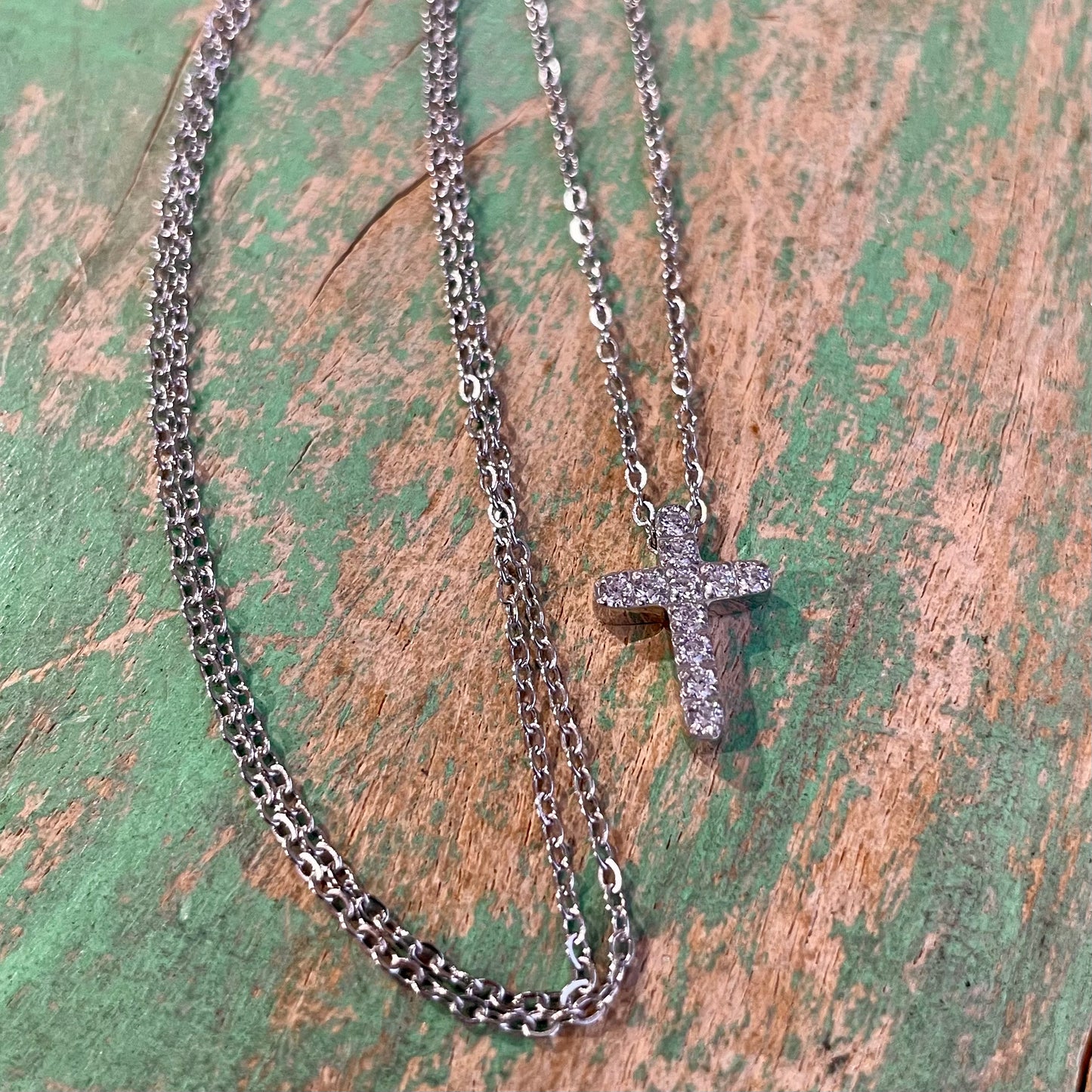 Stainless Steel CZ Cross Necklace