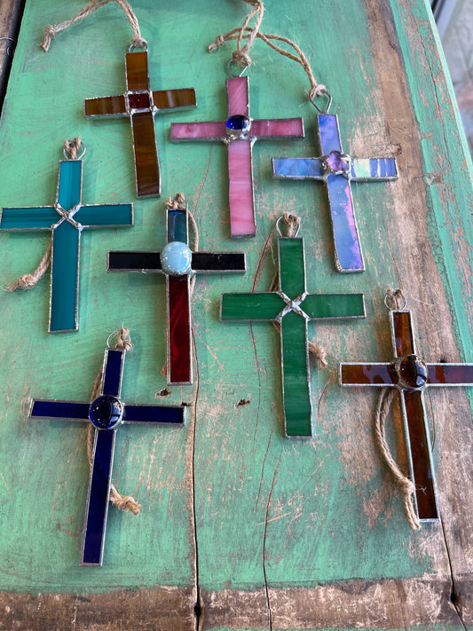 Stained Glass Cross Ornaments