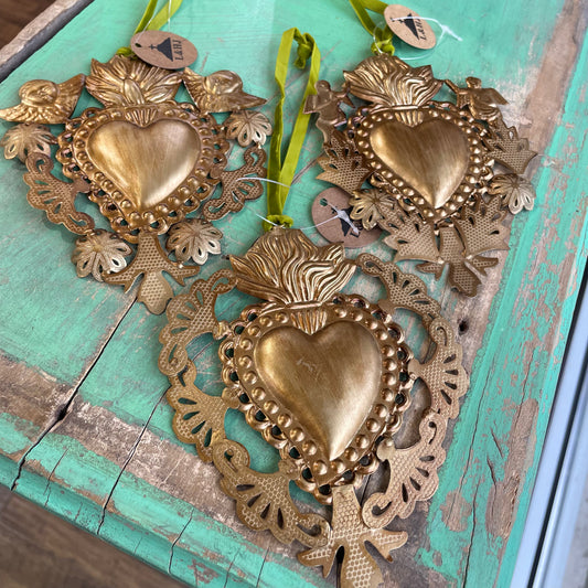 Cutout Brass Sacred Heart Ornaments