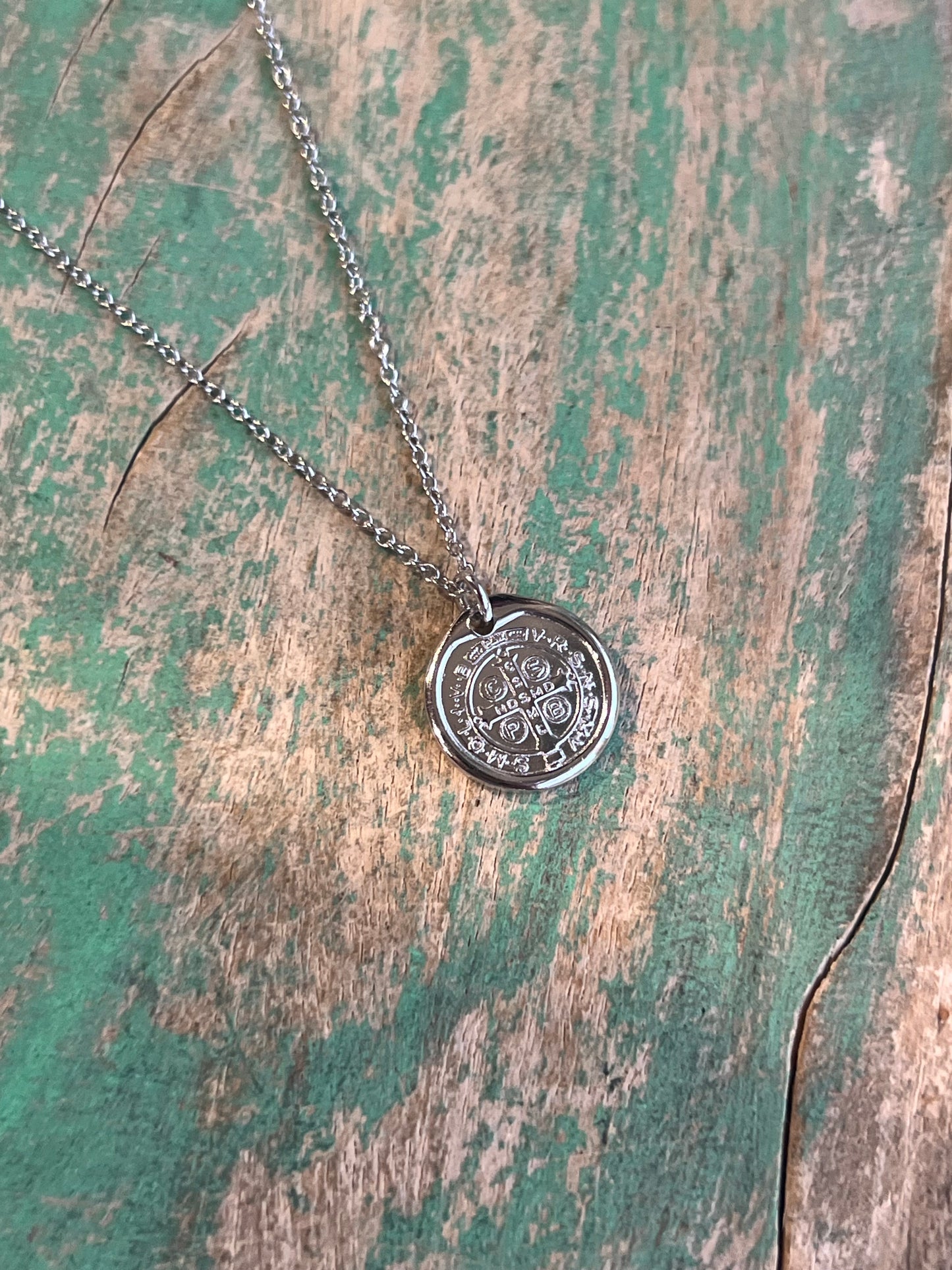 Sterling Silver Small St Benedict Necklace