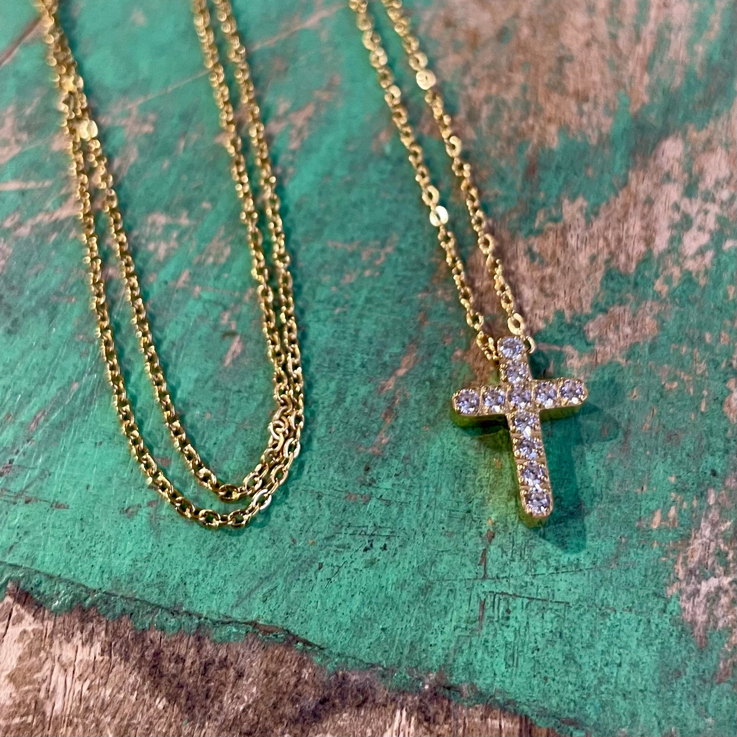 Stainless Steel CZ Cross Necklace