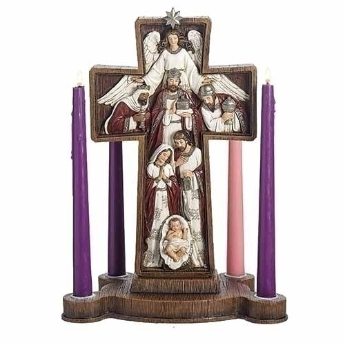 Advent Cross Nativity Candle Holder