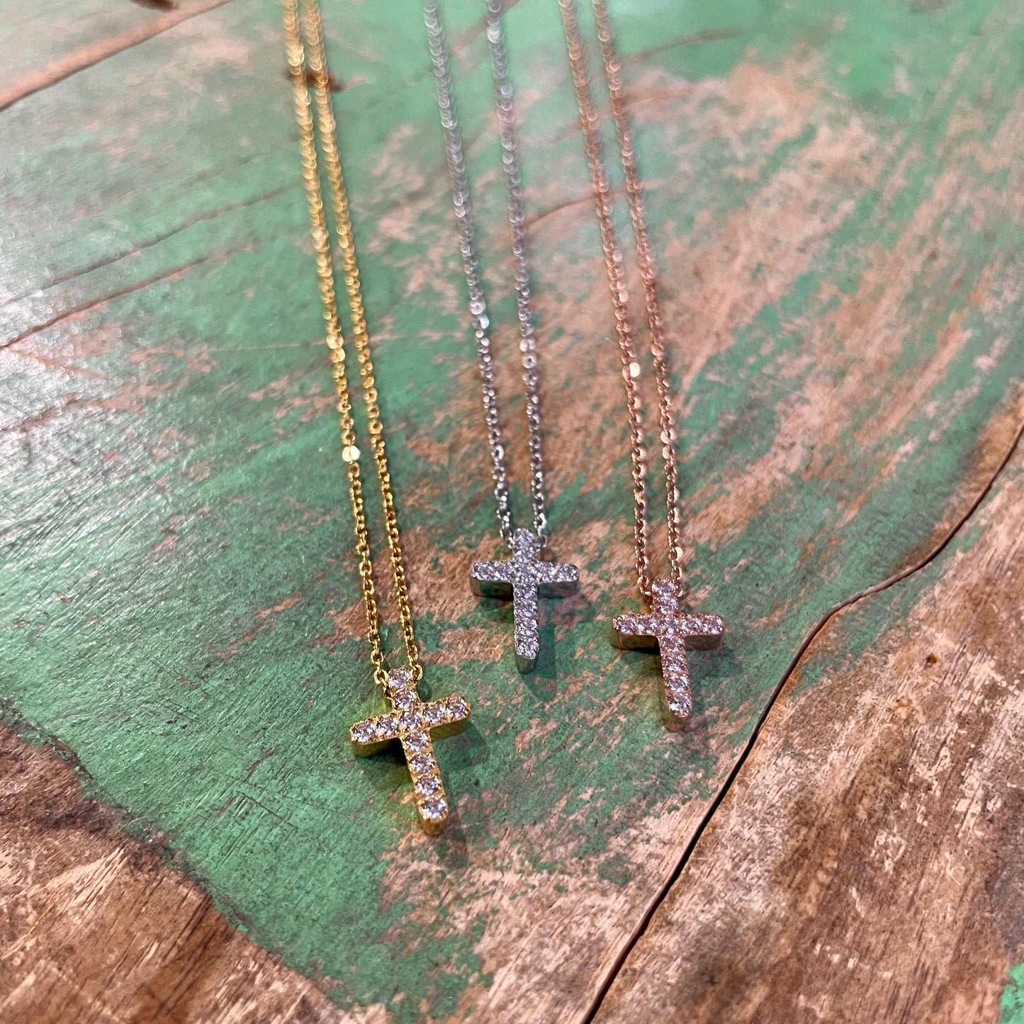 Stainless Steel CZ Cross Necklace