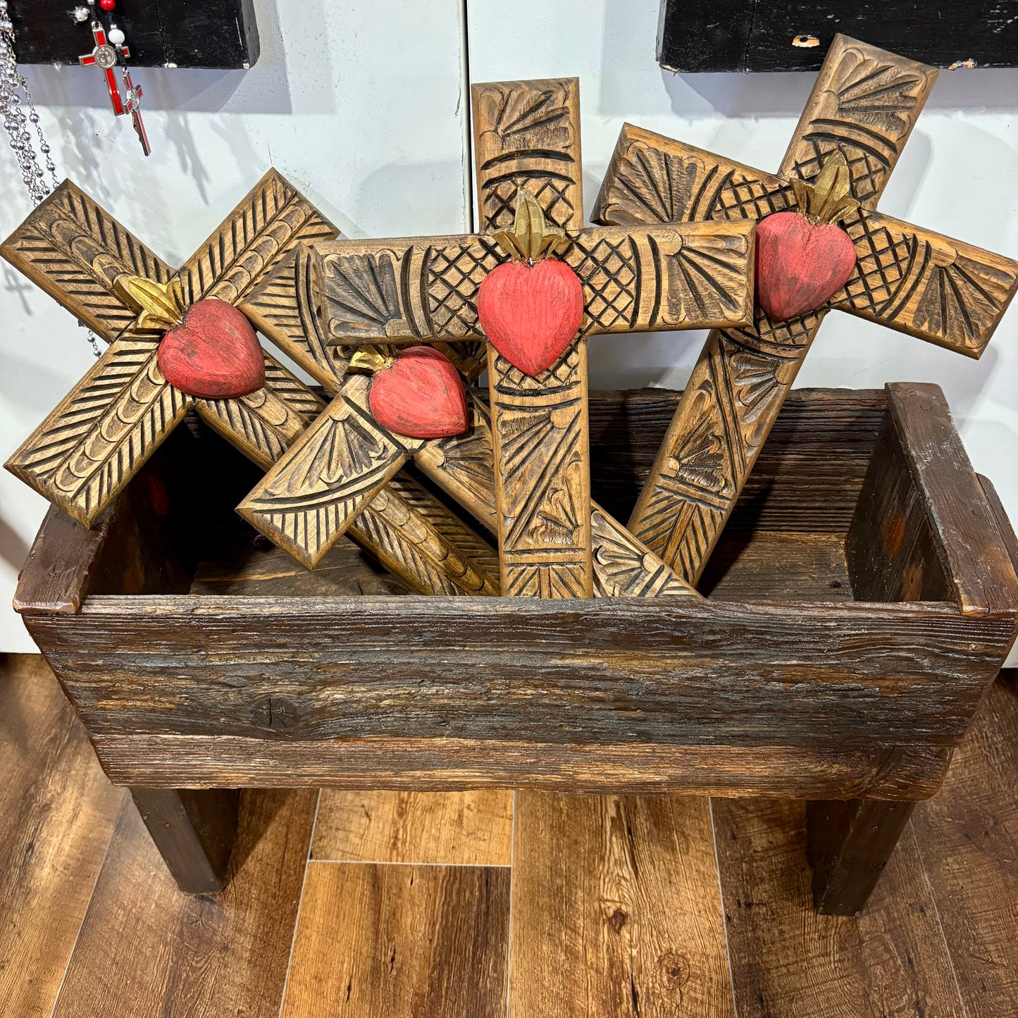 Wooden Sacred Heart Cross