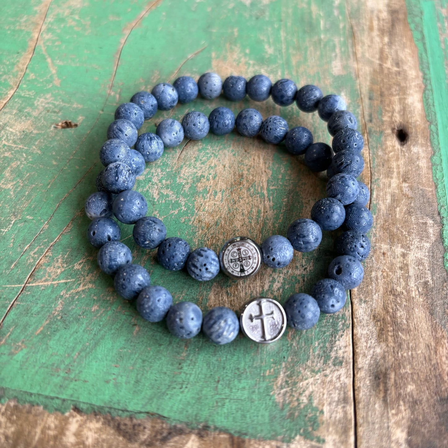 Blue Coral Faith Bracelet