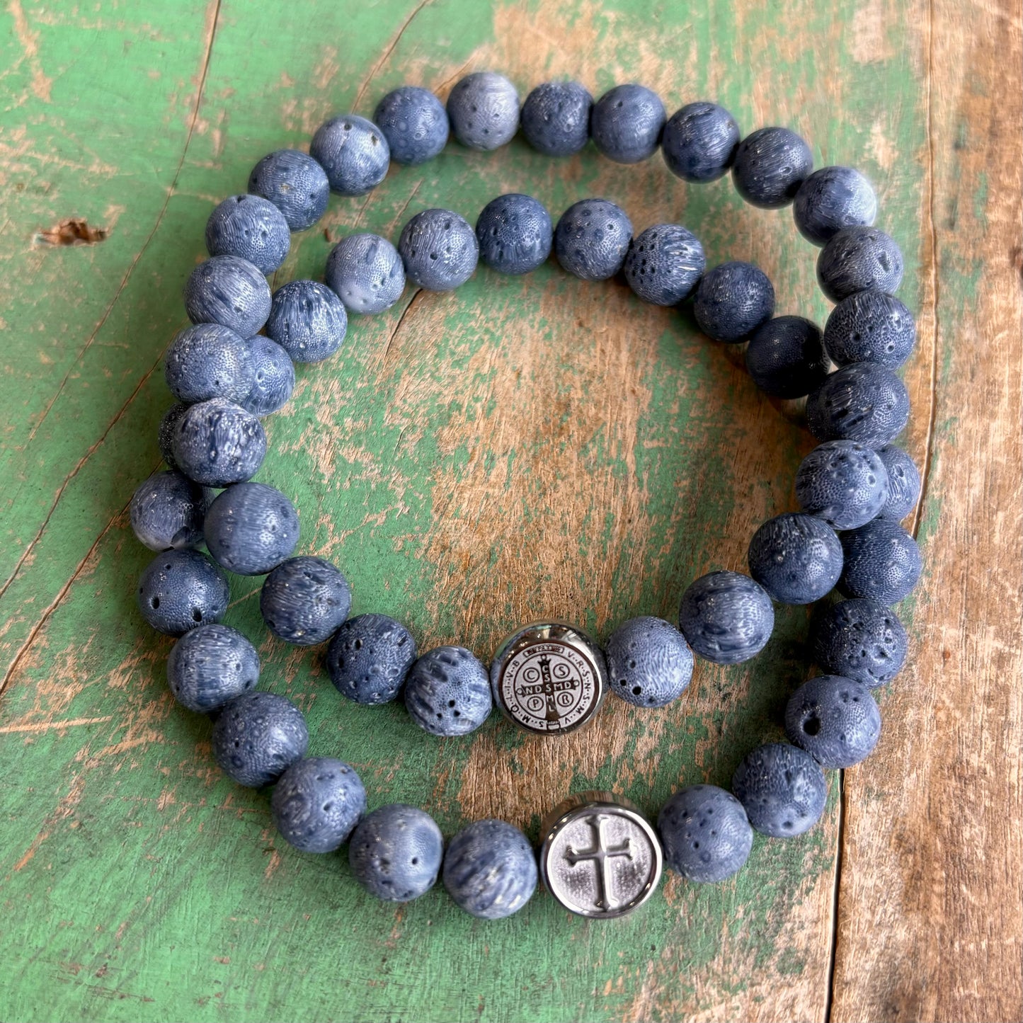 Blue Coral Faith Bracelet