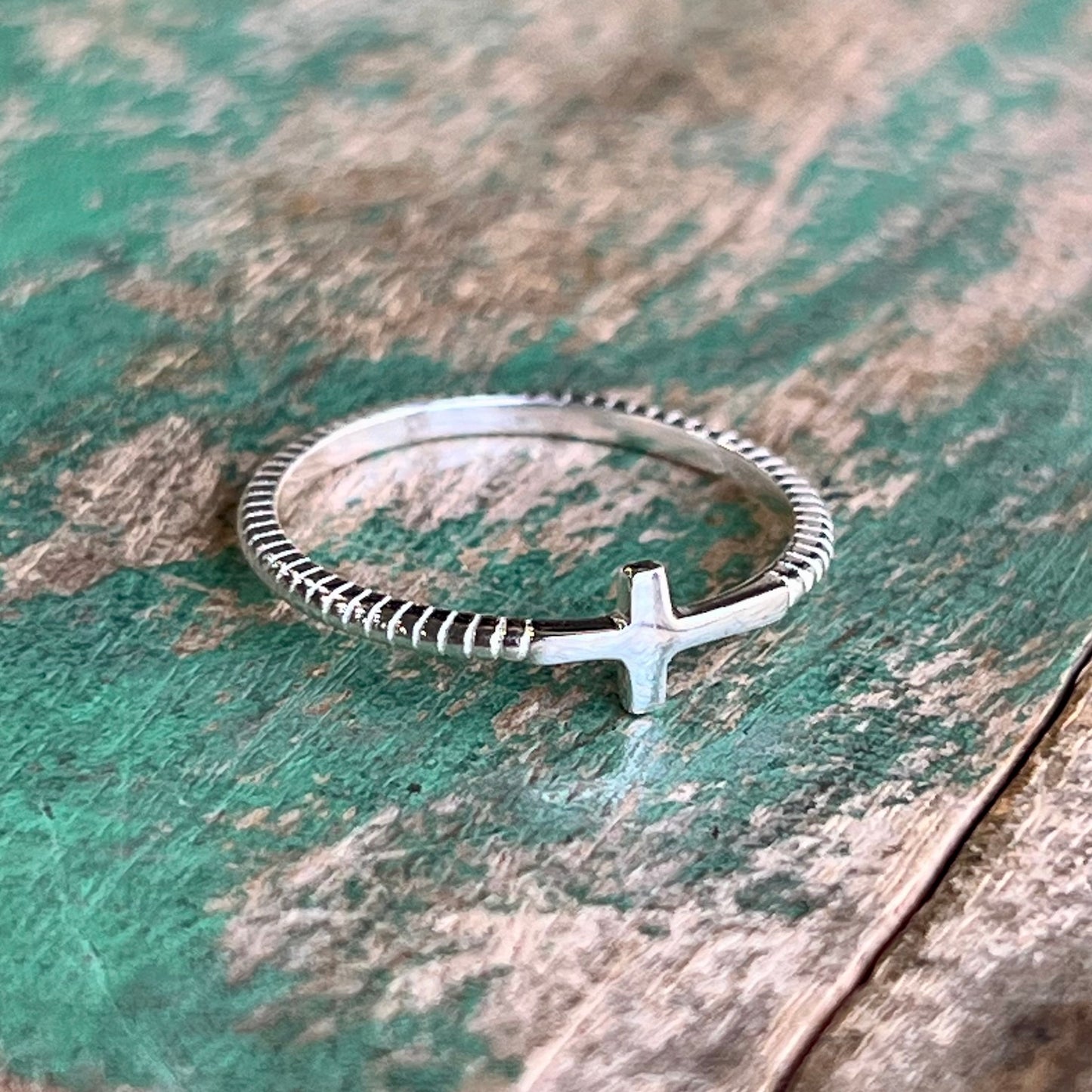 Silver Mini Side Cross Ring