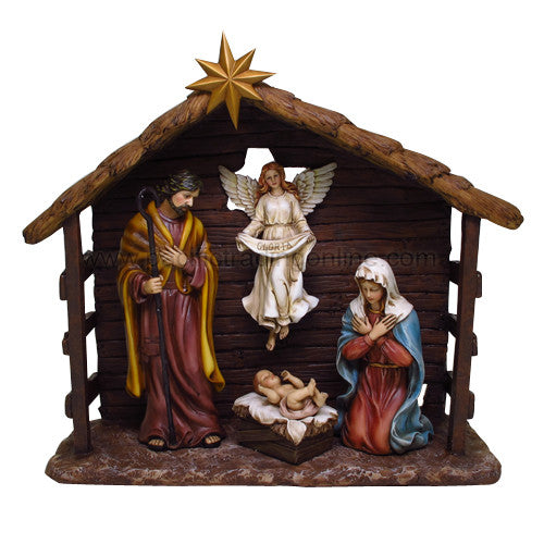 Polyresin 6 pc Nativity with Manger