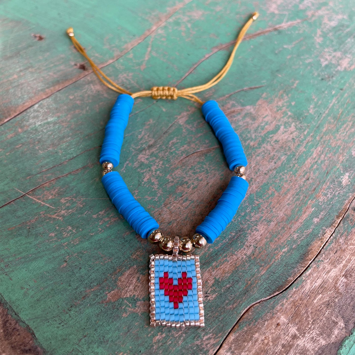 Sacred Heart Seed Bead Clay Bracelet