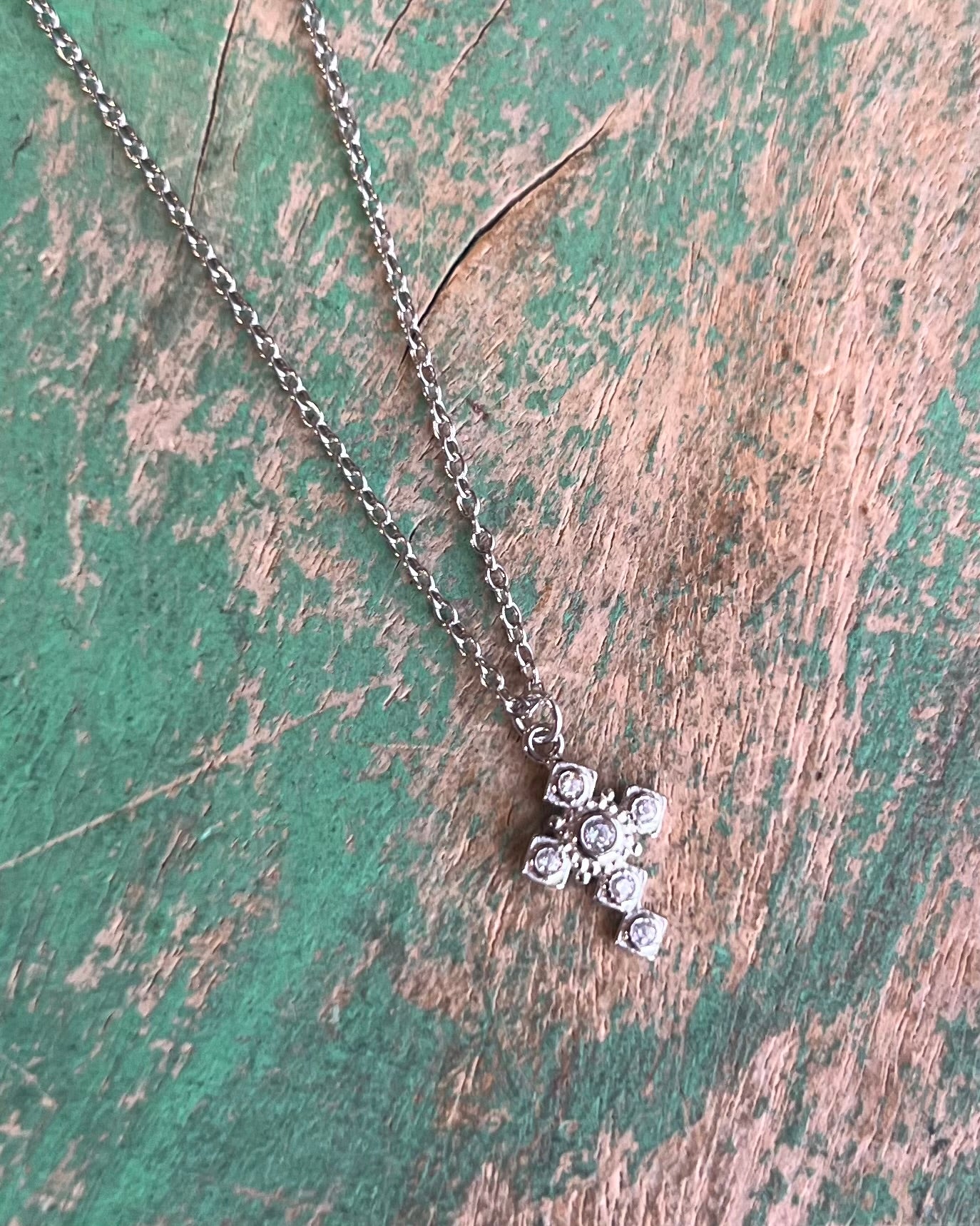 Polka Dot CZ Cross Necklace