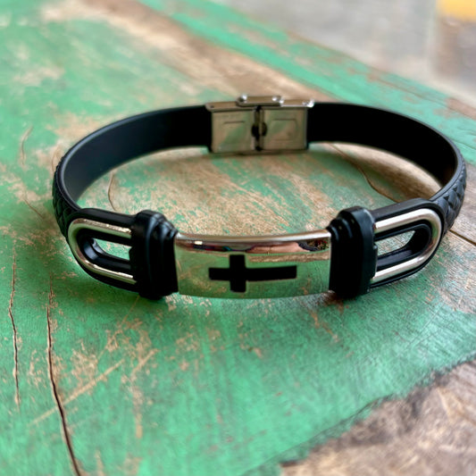 Men’s Silicone and Stainless Steel Bracelet