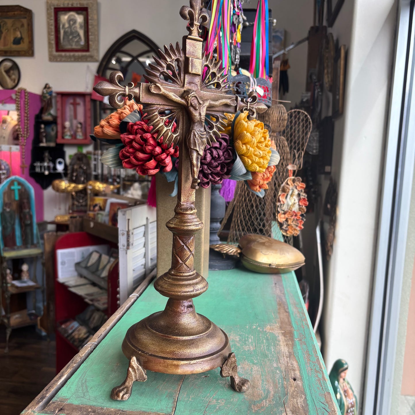 Large Standing Gold Crucifix