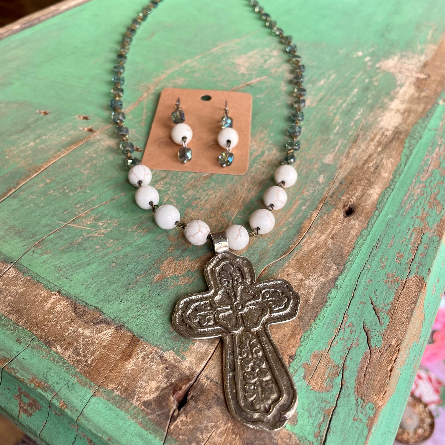 Aura Vitrail Cross Necklace