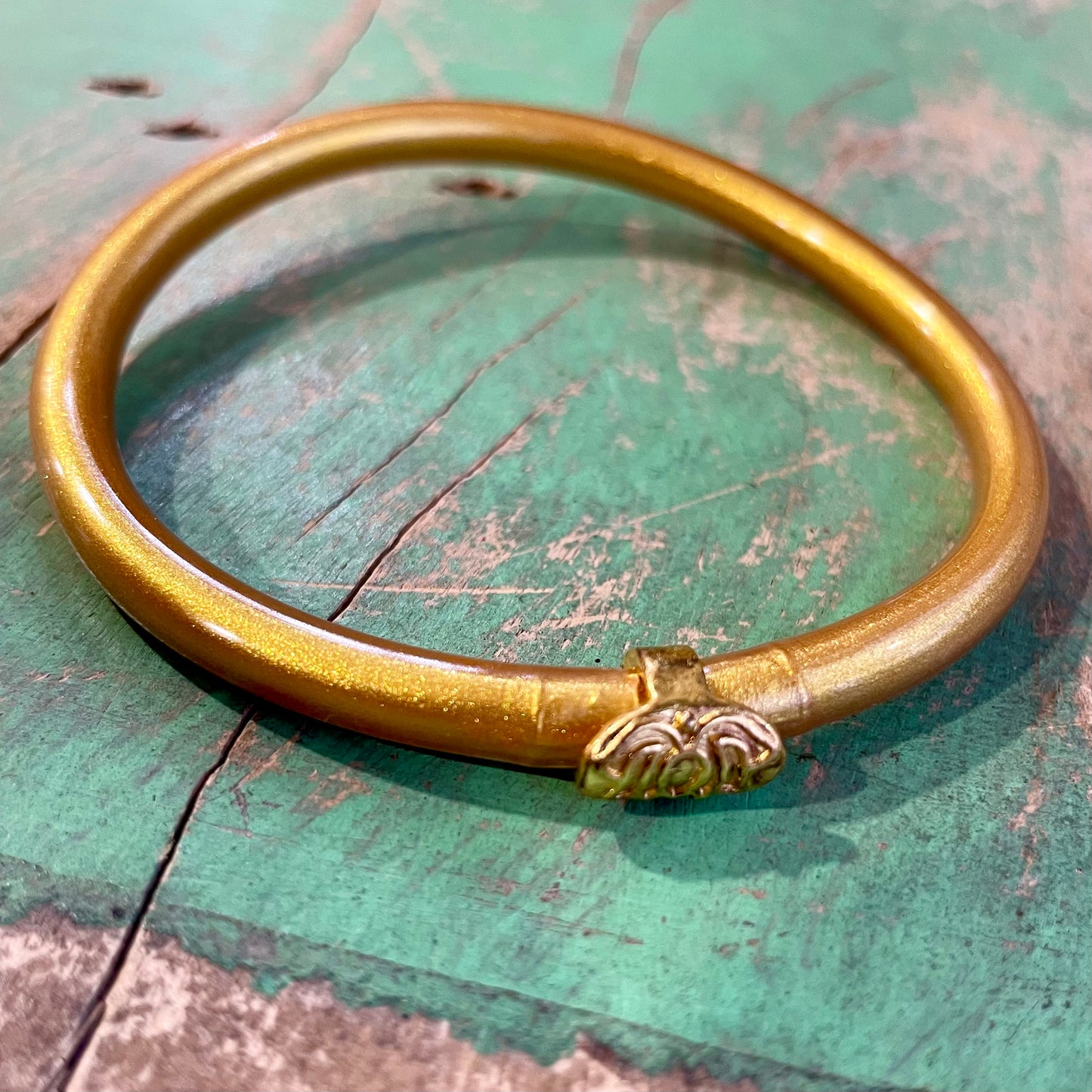 Small Solid Bangle with Gold Accent