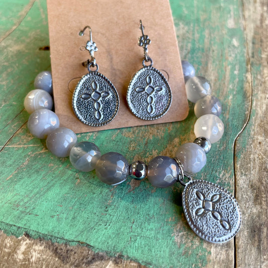 Grey Skies Bracelet and Earrings