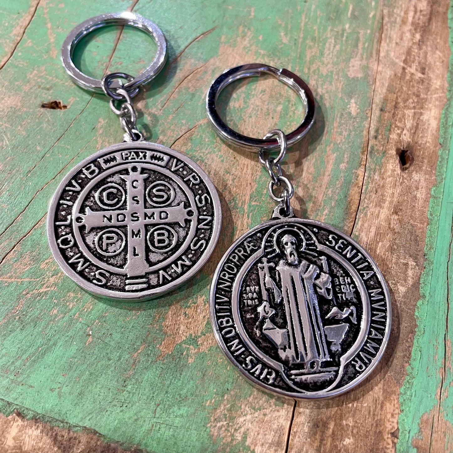 Pewter St Benedict Keychain