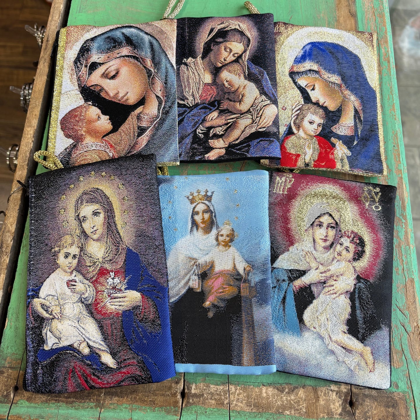 Large Rosary Pouches of Madonna and Child