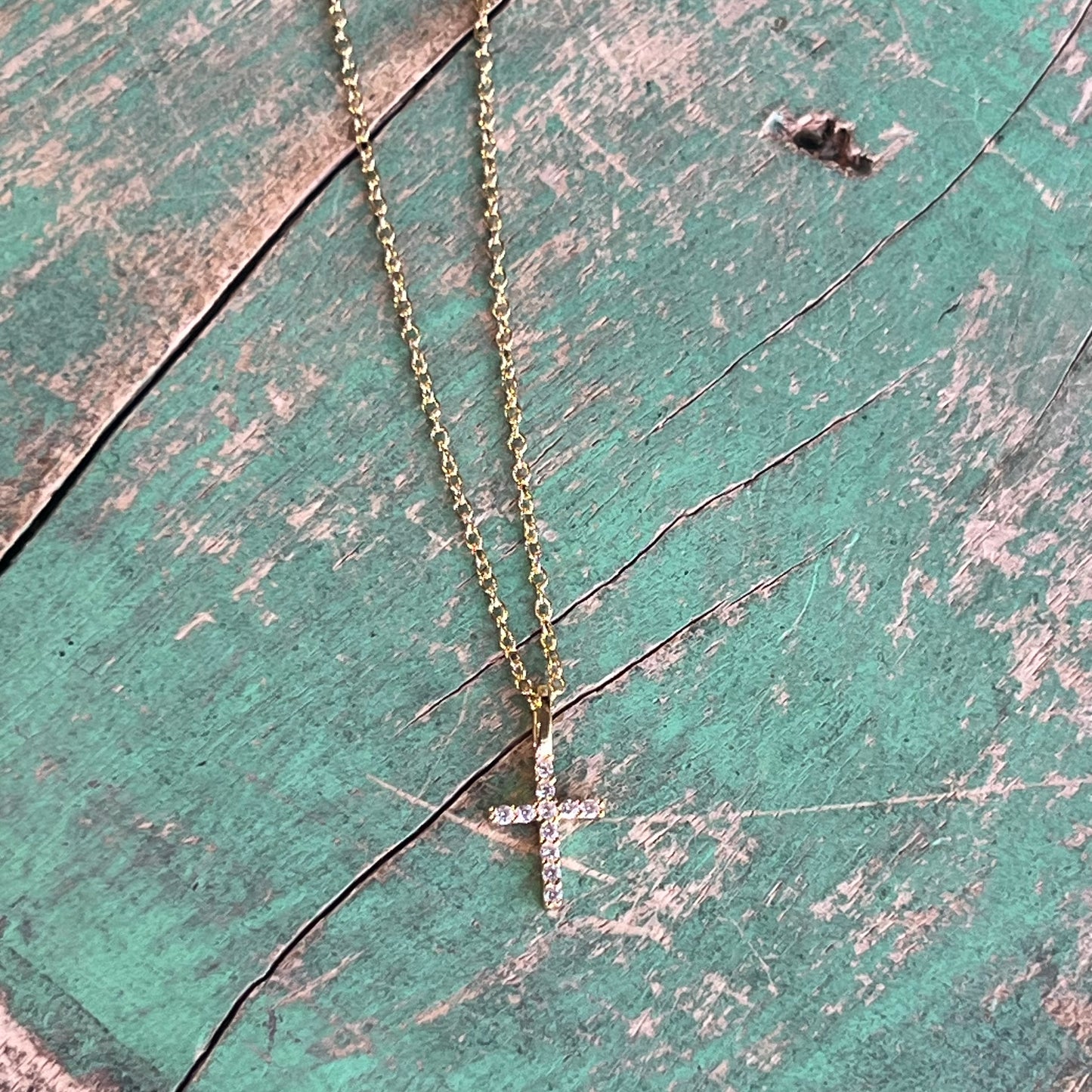 Mini CZ Thin Cross Necklace