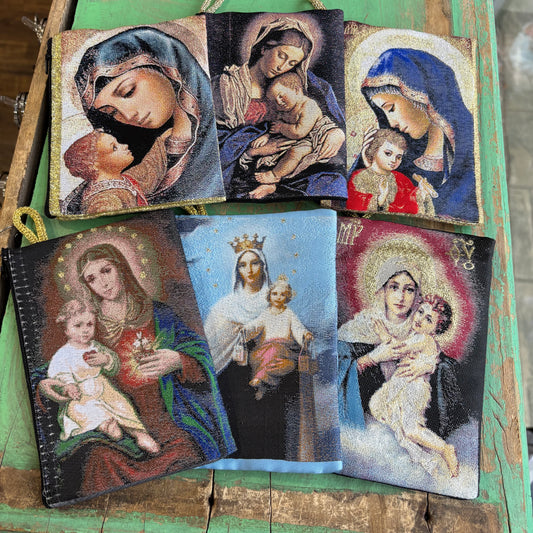 Large Rosary Pouches of Madonna and Child