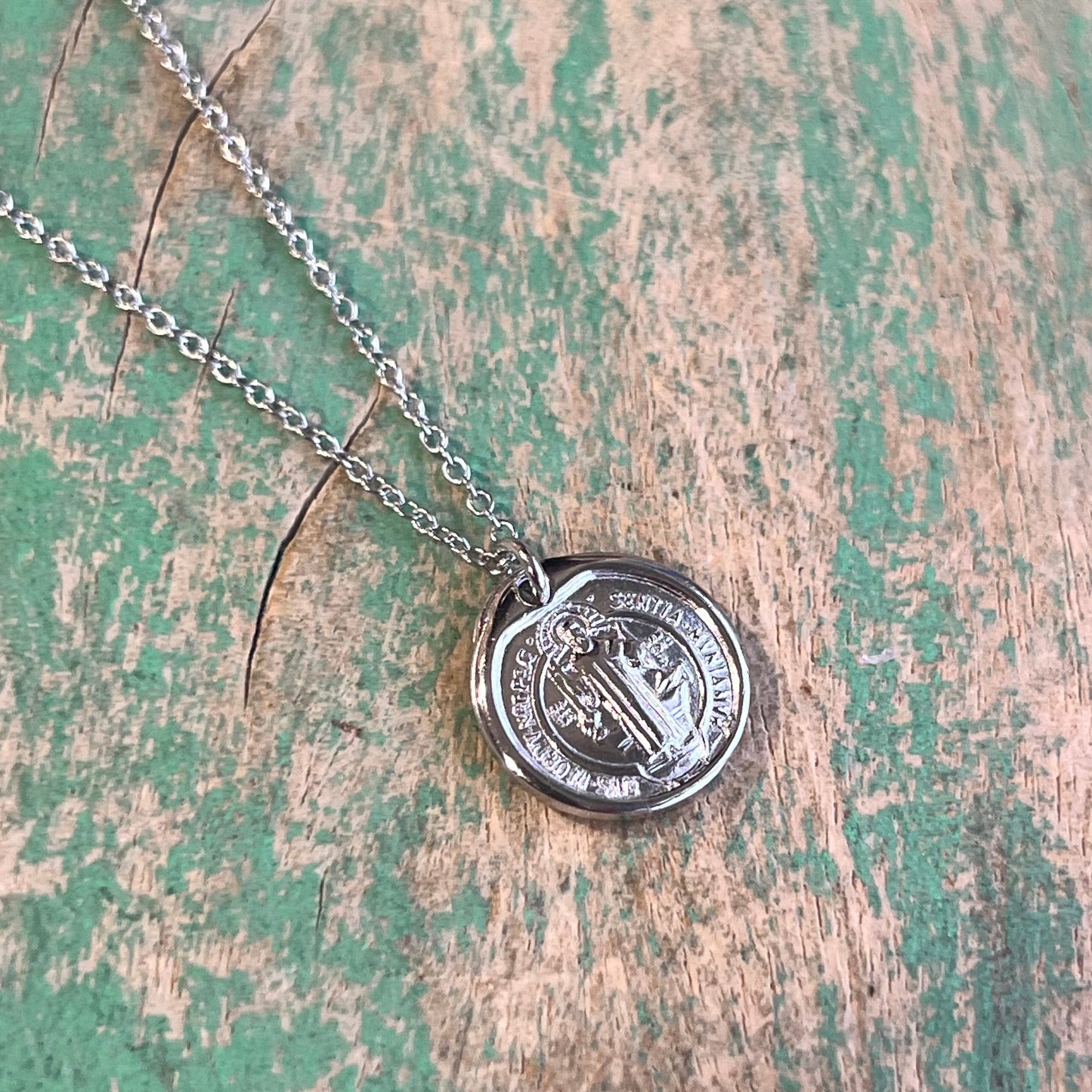 Sterling Silver Small St Benedict Necklace