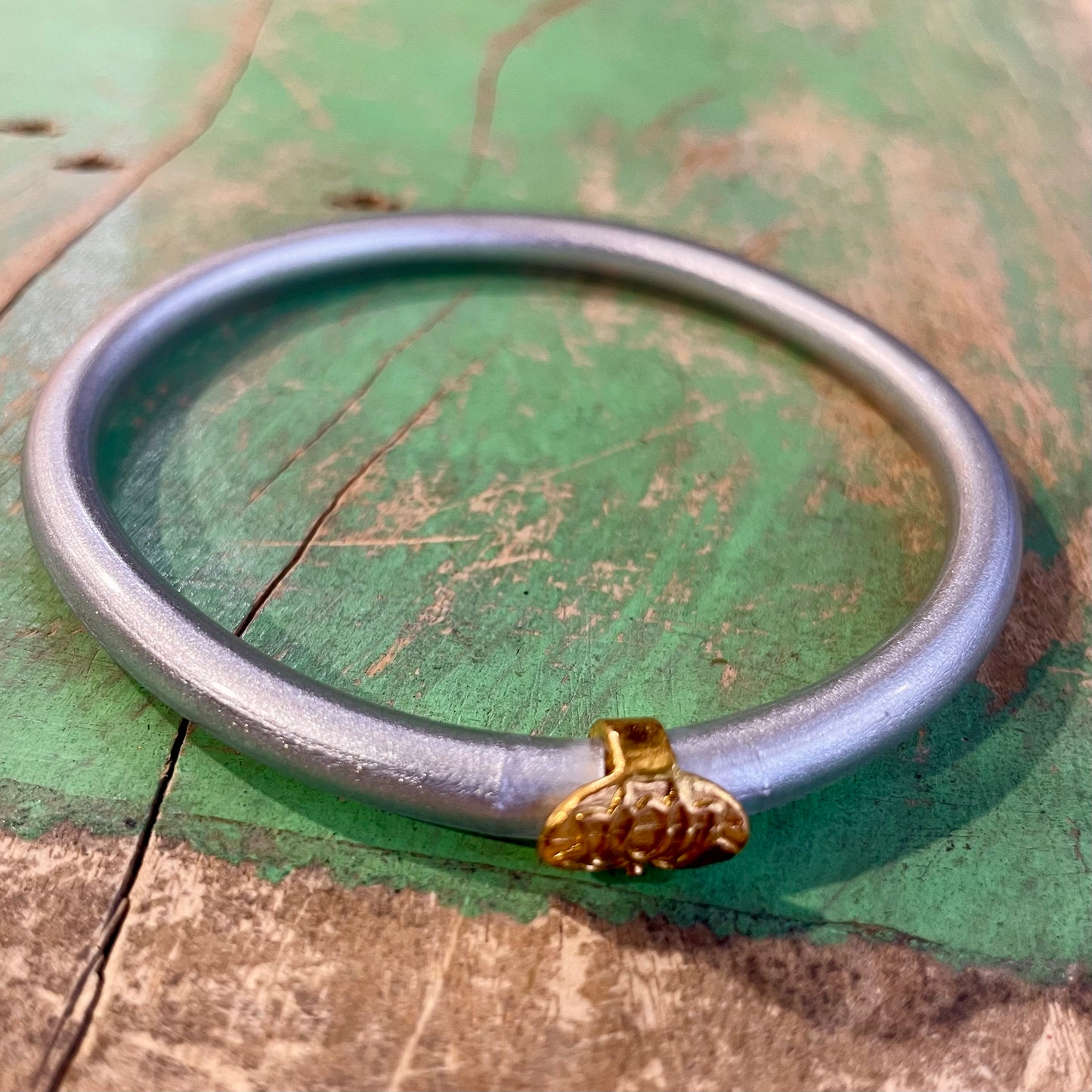 Small Solid Bangle with Gold Accent