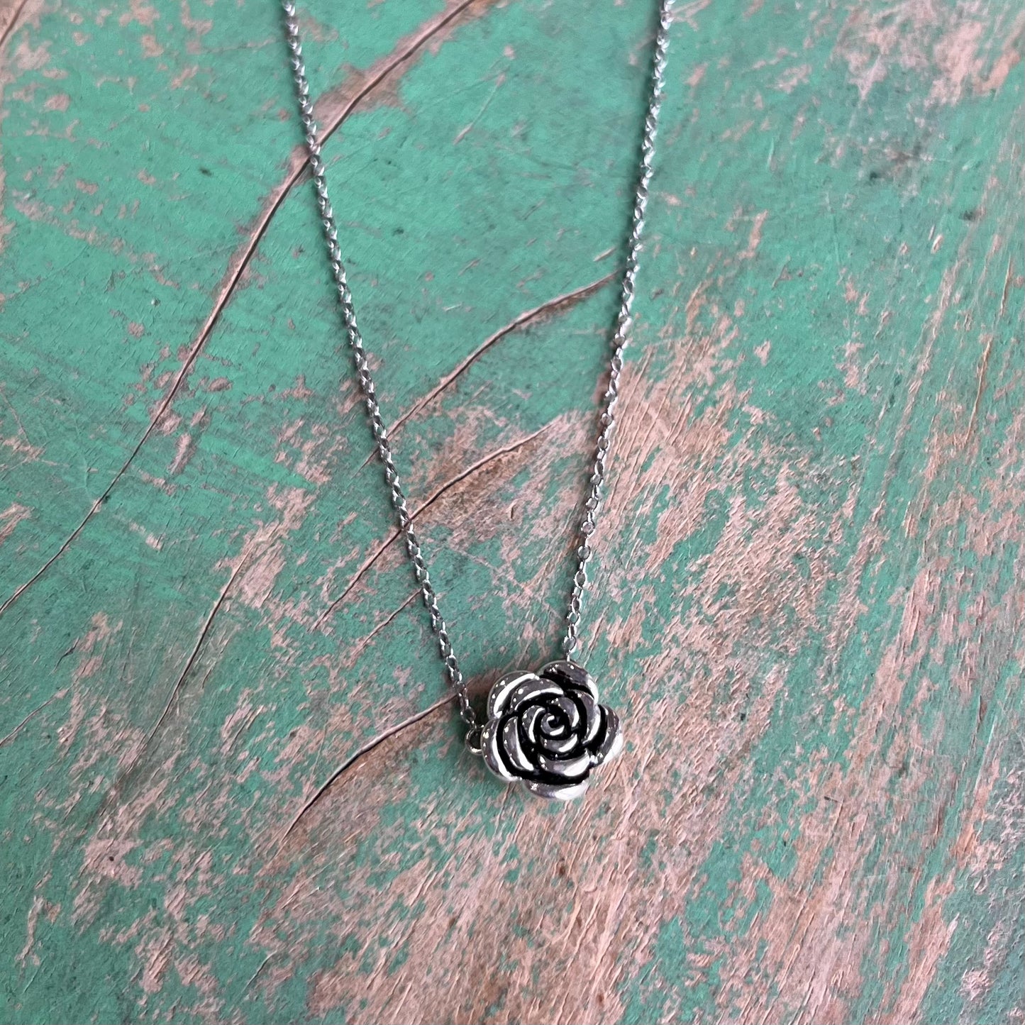 Sterling Silver Rose Bud Necklace