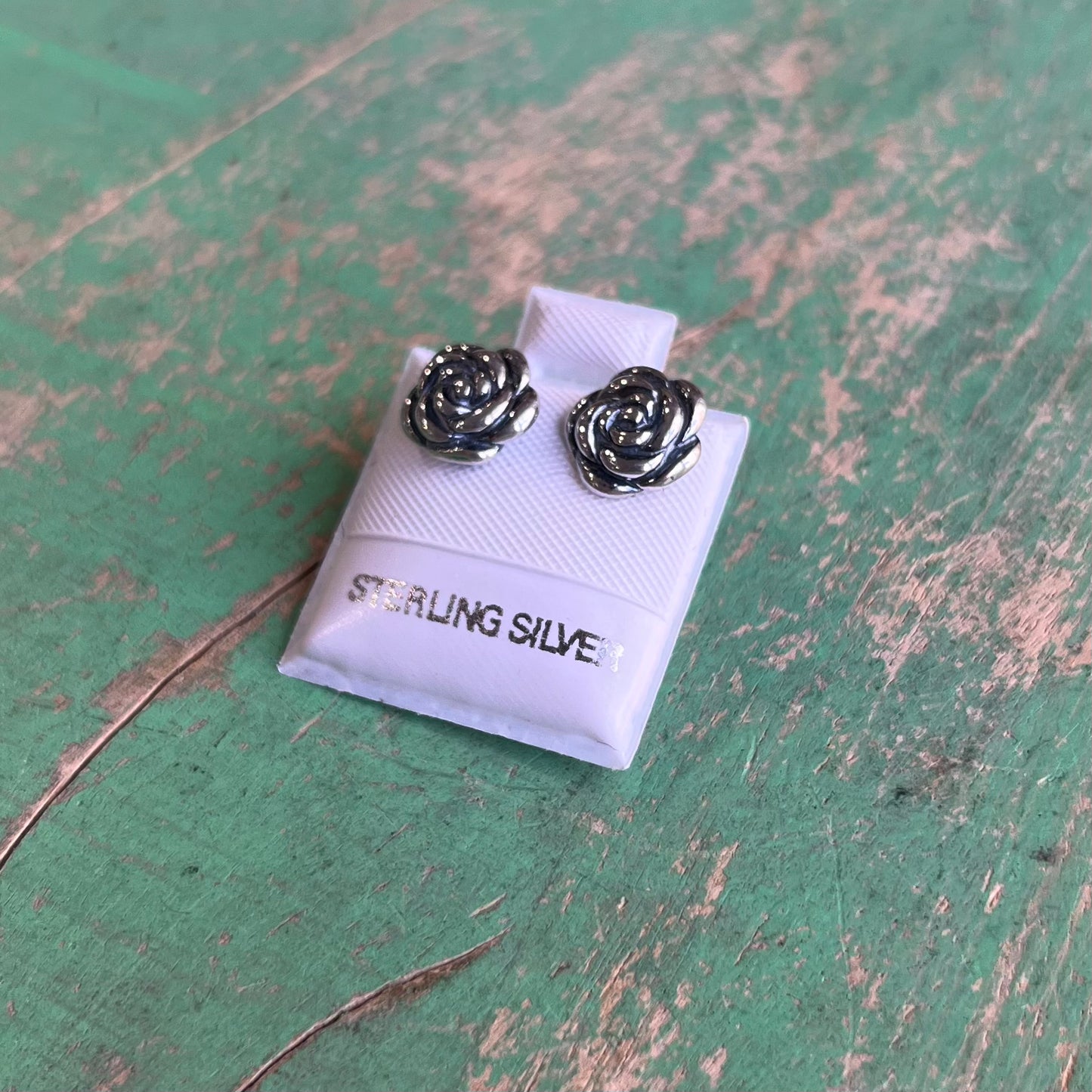 Sterling Silver Rose Stud Earrings