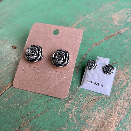 Sterling Silver Rose Stud Earrings