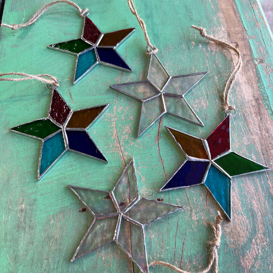 Small Flat Stained Glass Star Ornaments