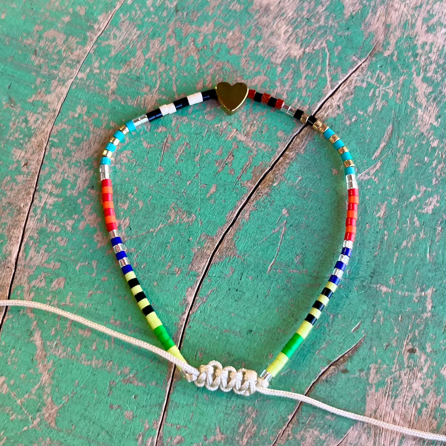 Vibrant Rice Bead Adjustable Bracelet