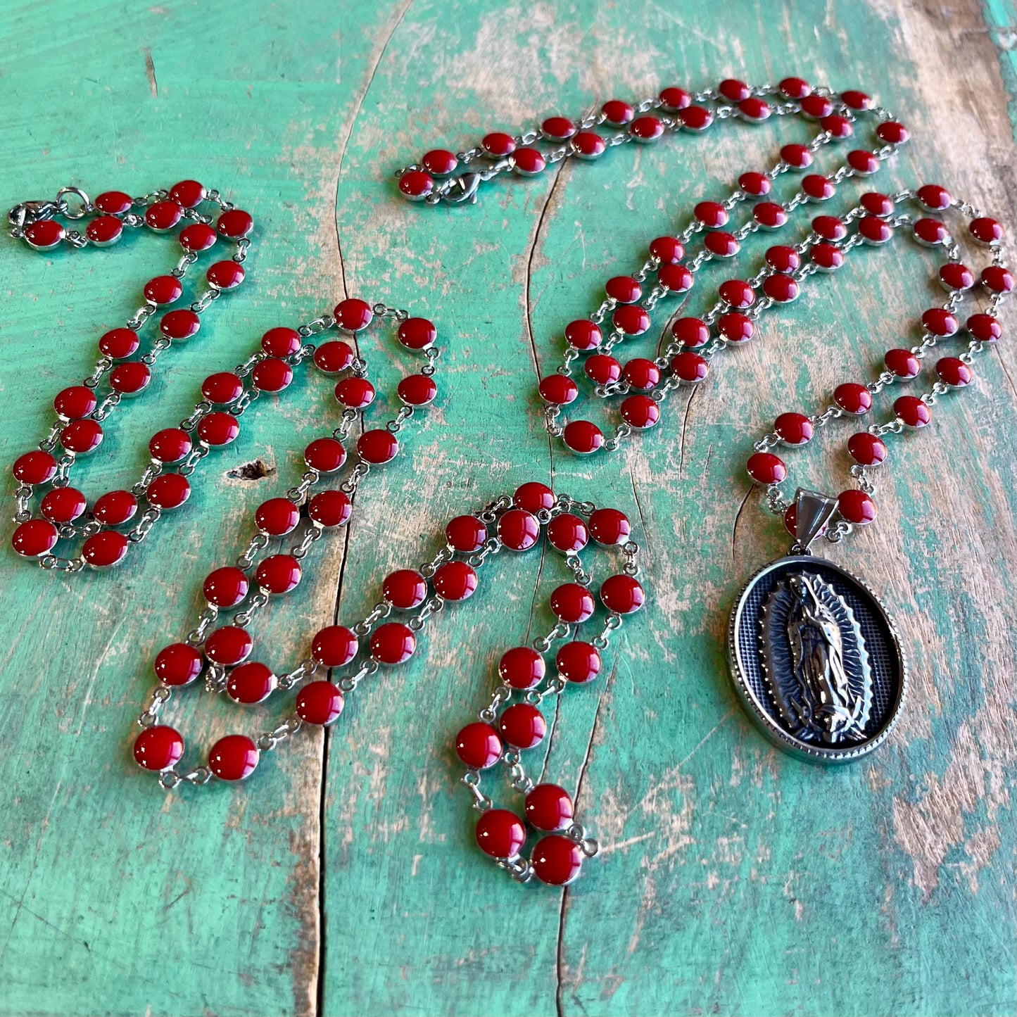 Long Red Enamel OLG Necklace