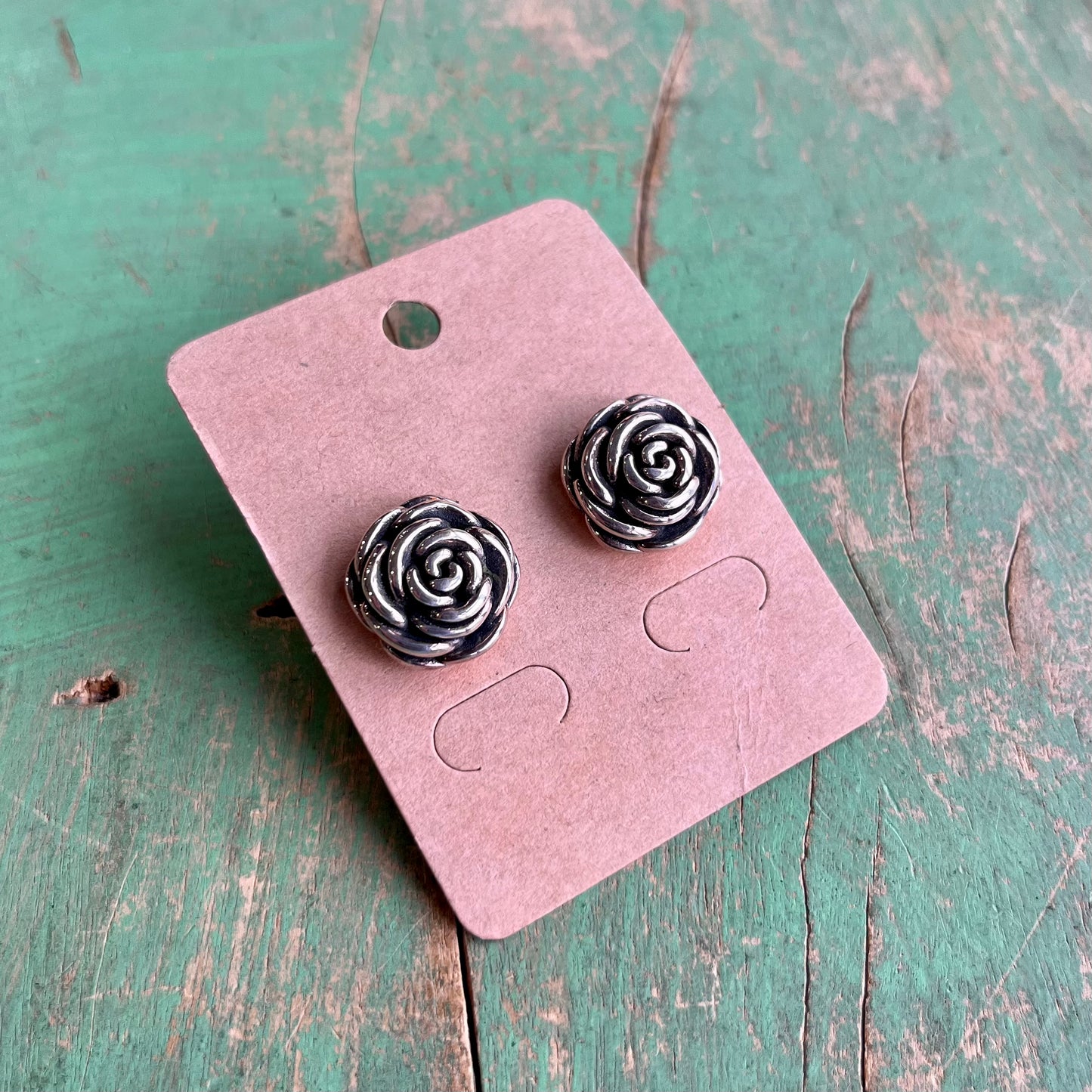 Sterling Silver Rose Stud Earrings