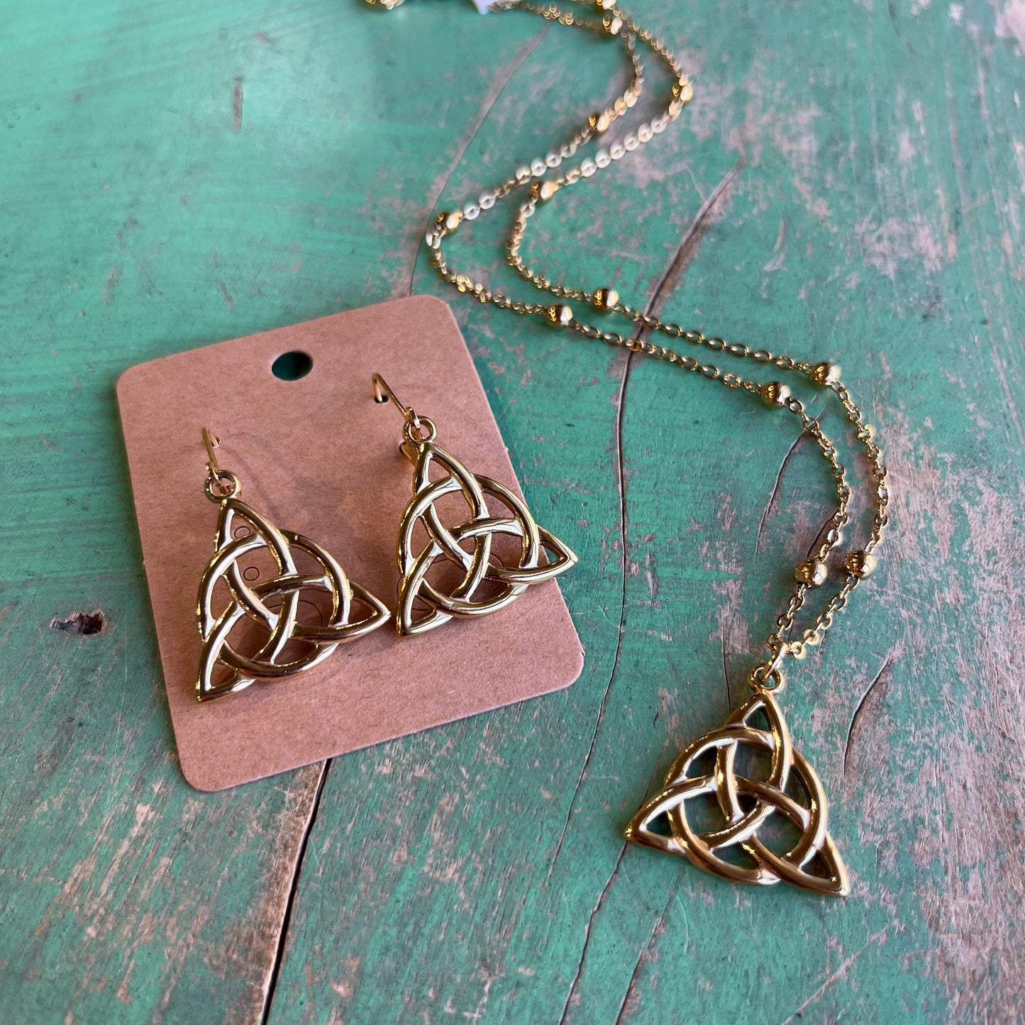 Trinity Celtic Knot Necklace and Earrings