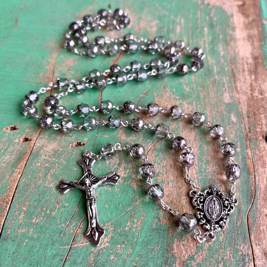 Graceful Clear Glass Rosary