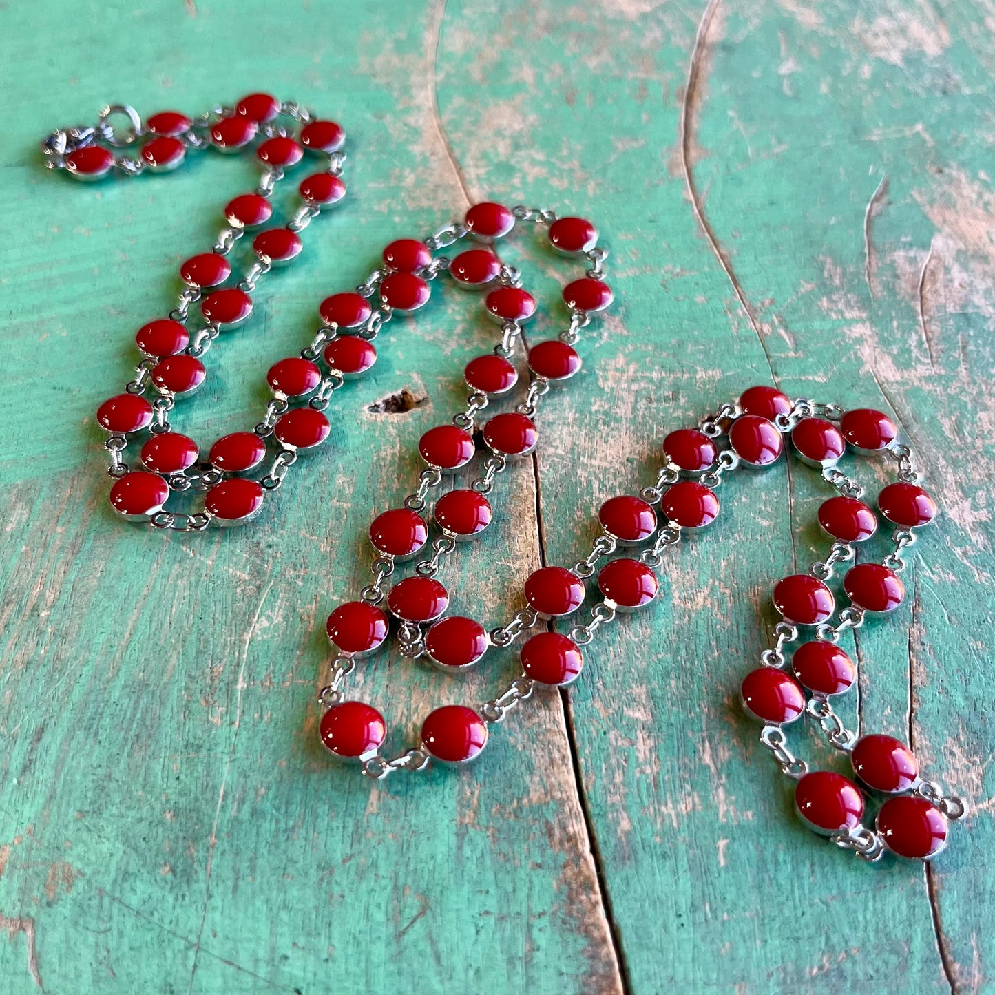 Long Red Enamel OLG Necklace