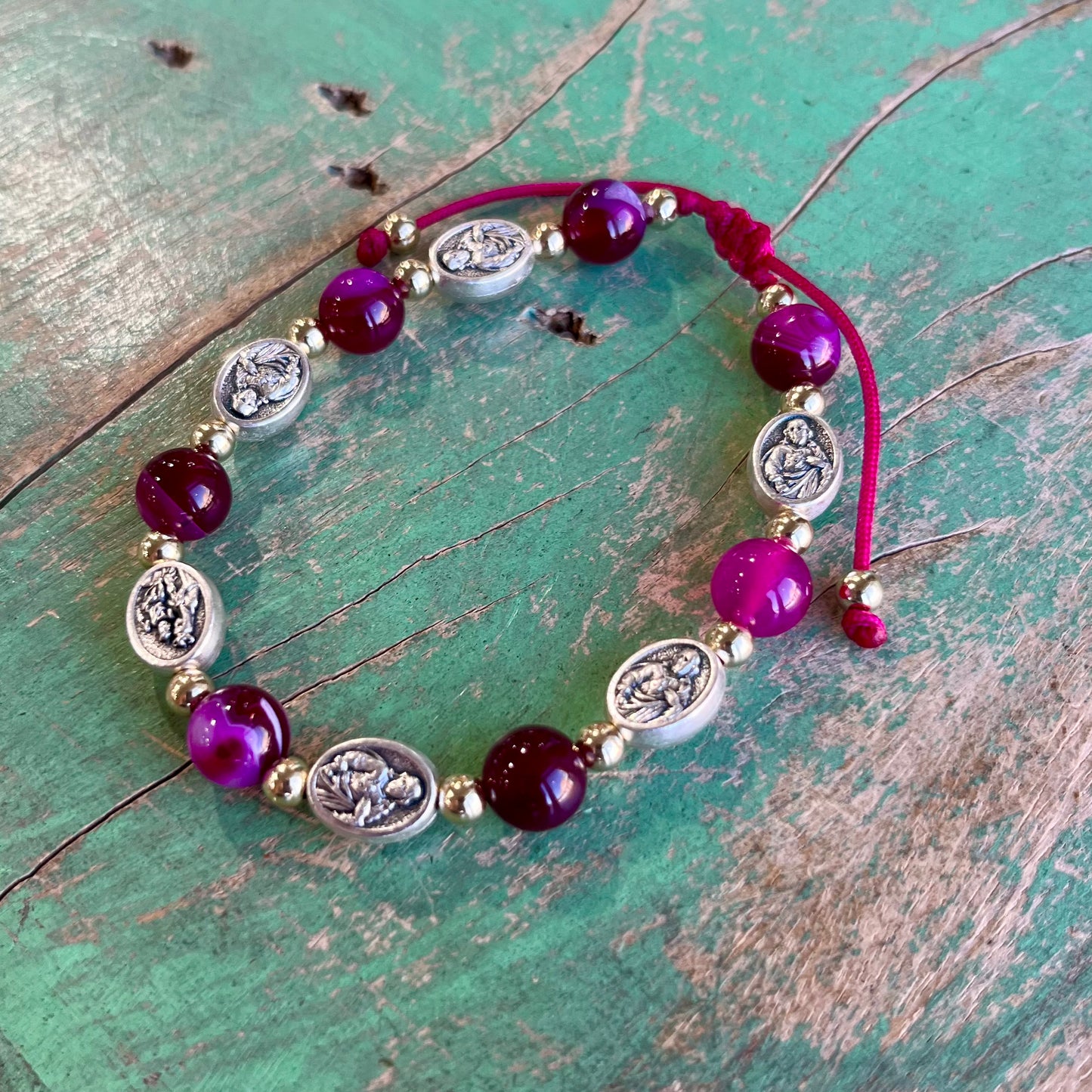 Magenta Agate Scapular Bracelet