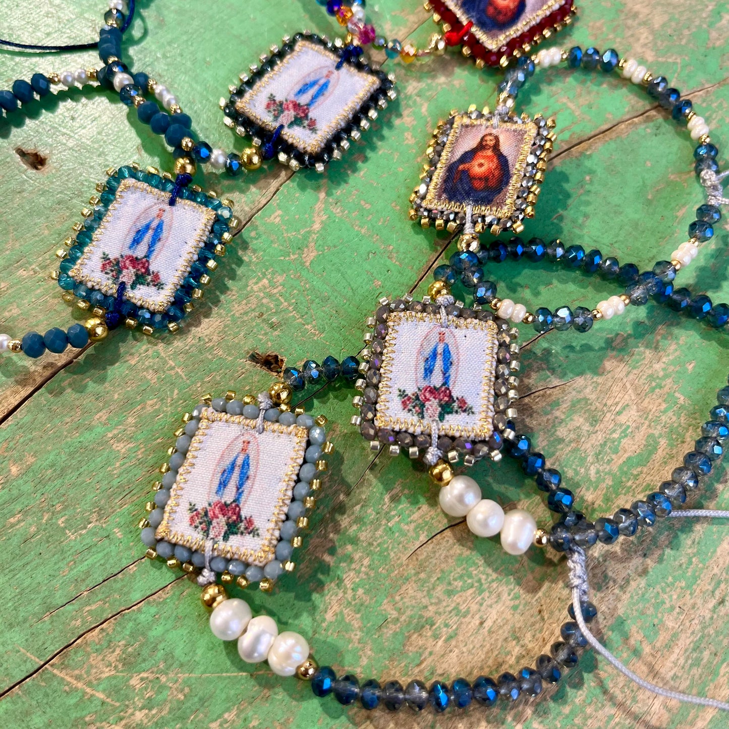 Hanging Beaded Scapular Bracelets