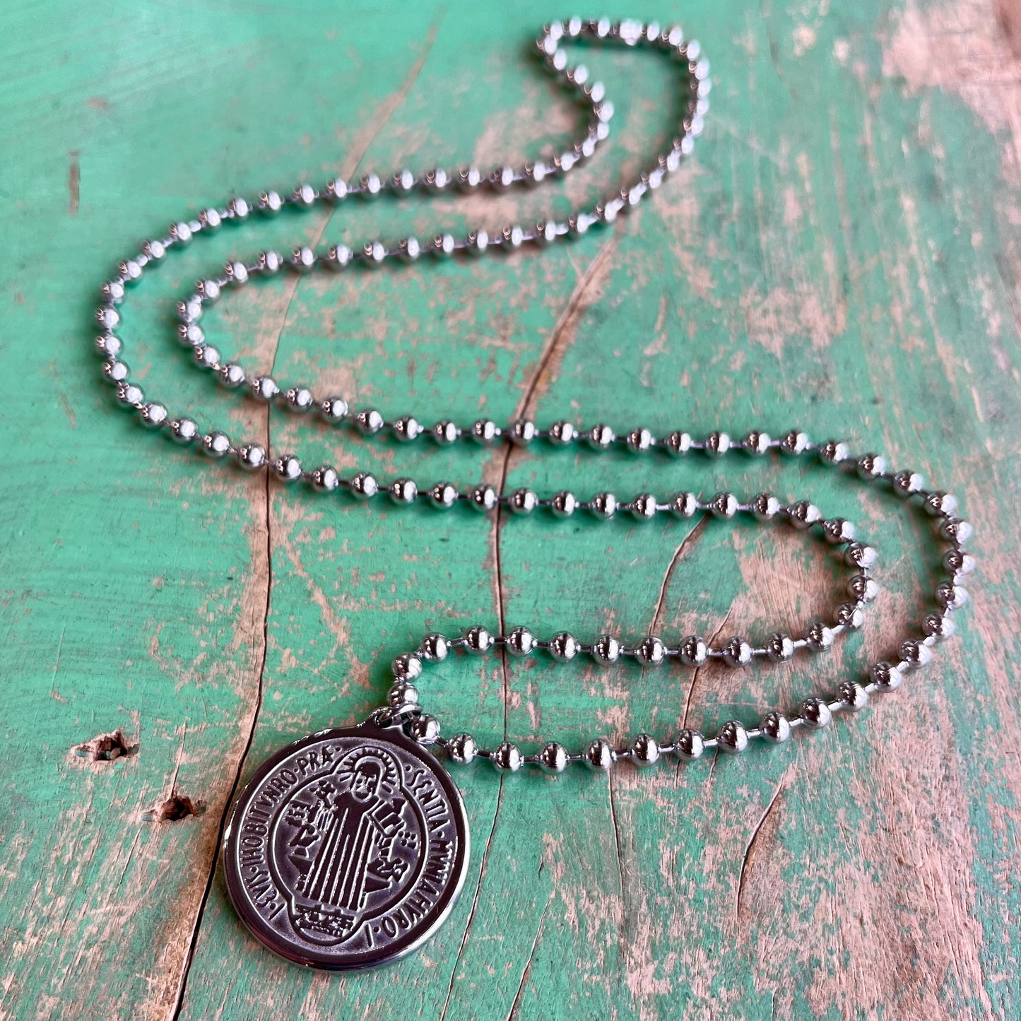 Ball Chain St. Benedict Necklace