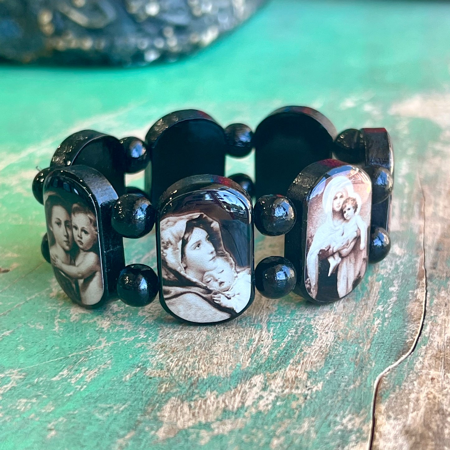 Seven Madonnas Black Wood Bracelet