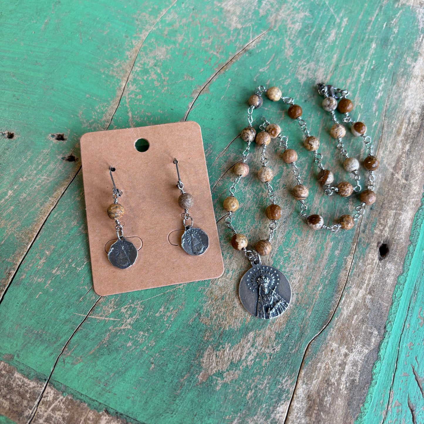 Reyna Natural Jasper Necklace or Earrings