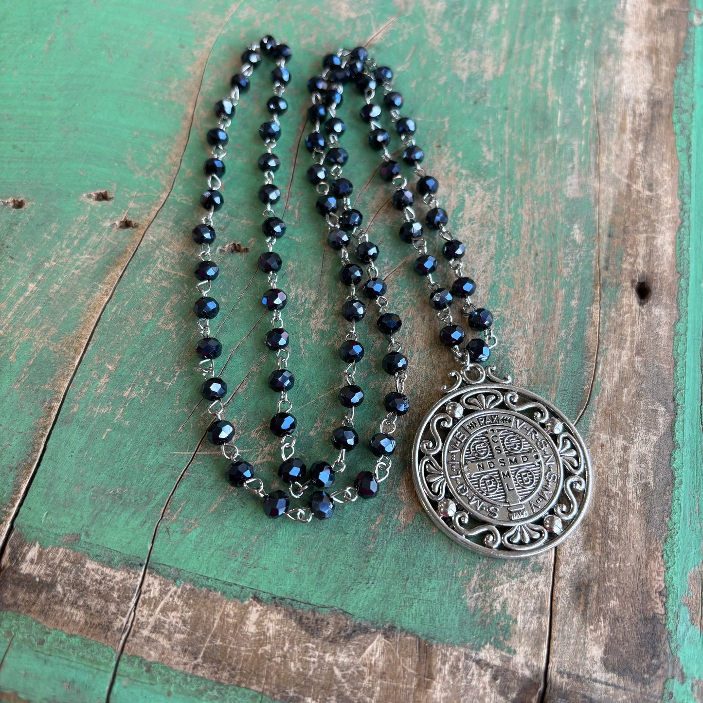 St Benedict Navy Protection Necklace or Earrings