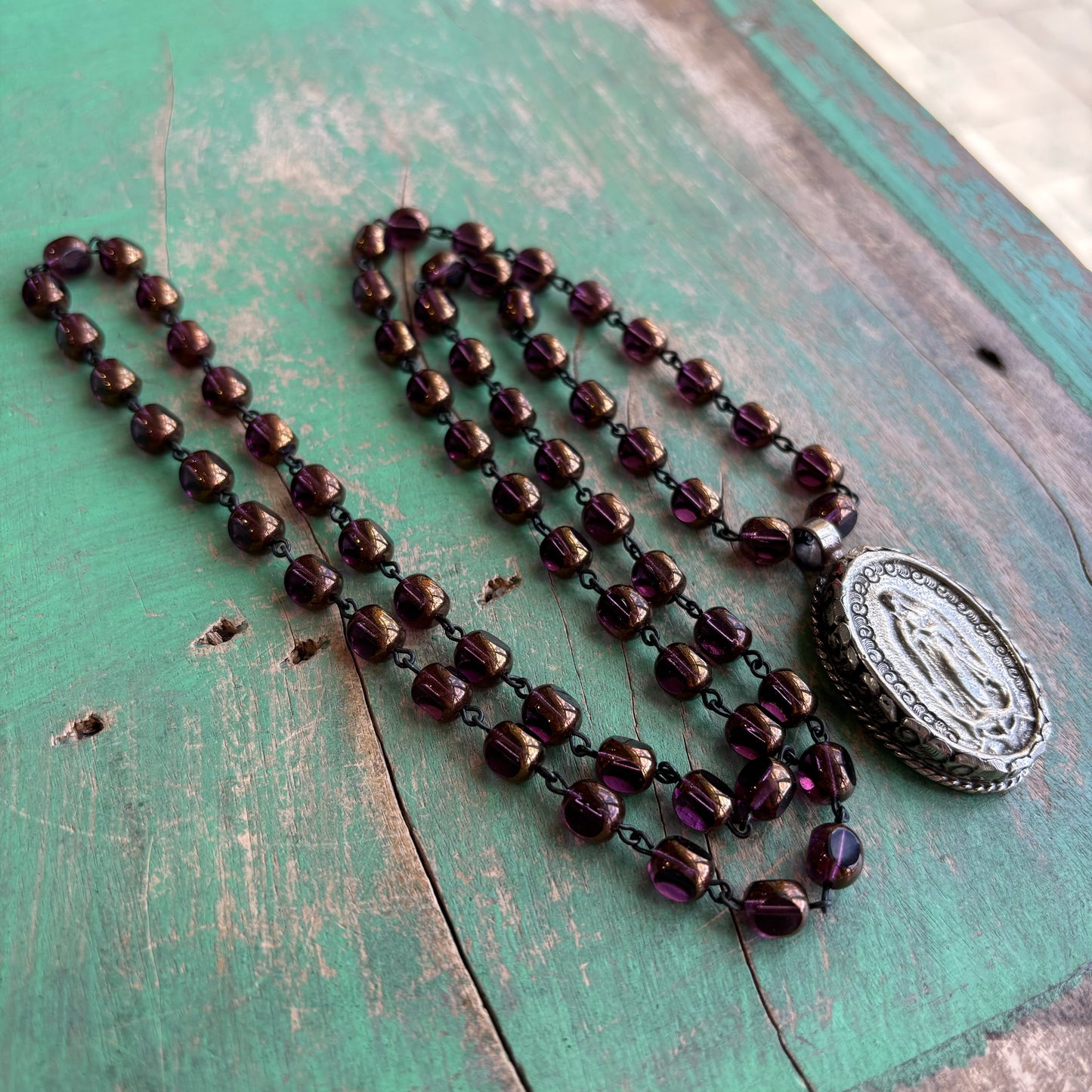 Plum Czech Glass Beaded OLG Necklace or Earrings