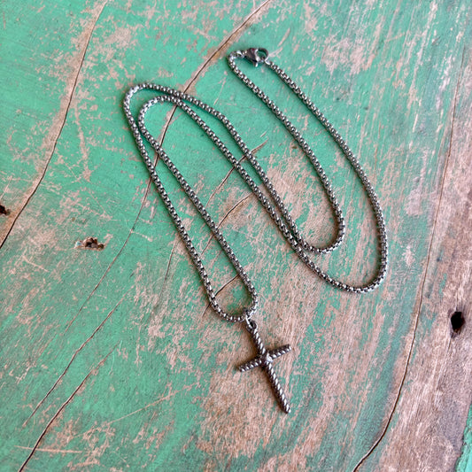 Stainless Steel Small Thin Cross Necklace