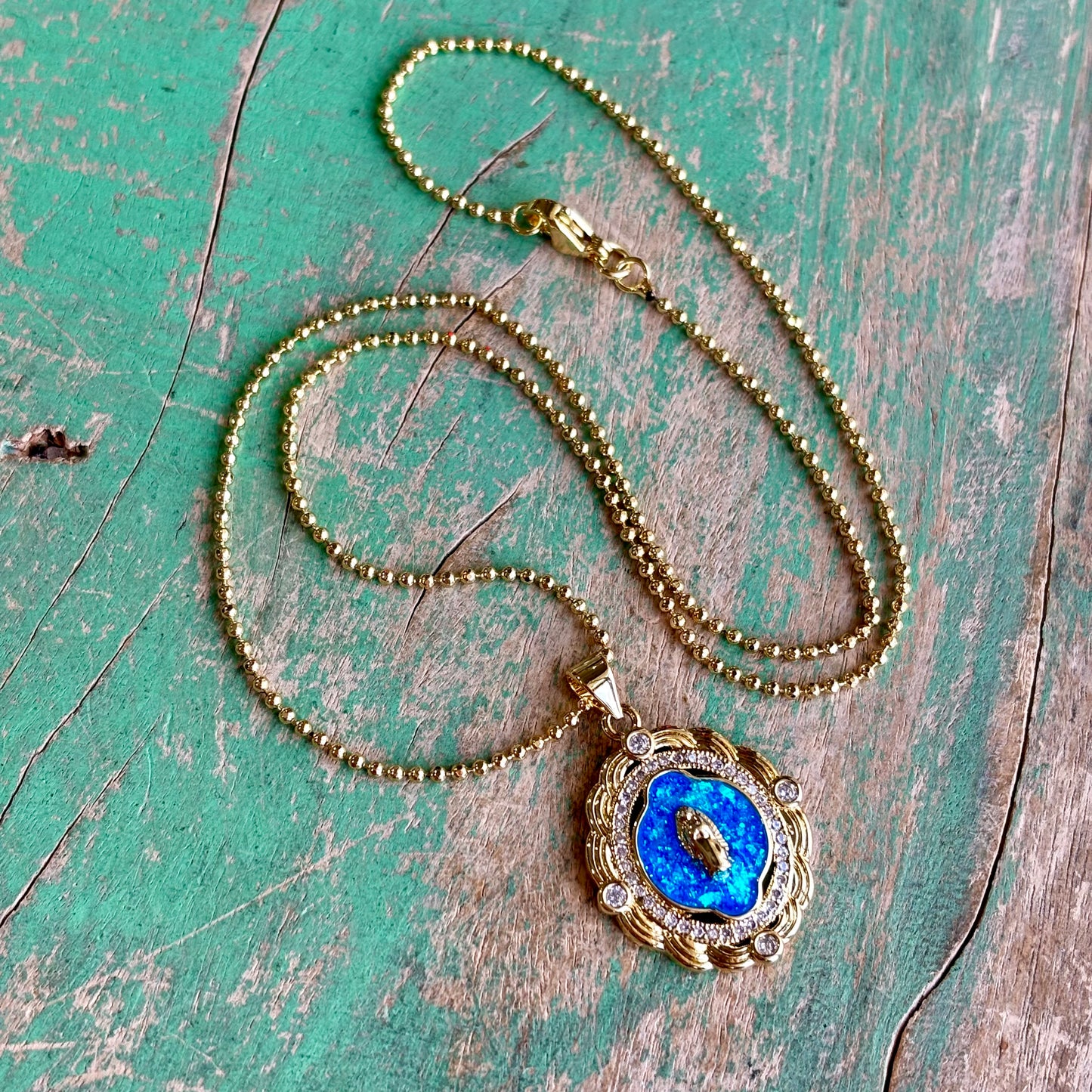 Gold Plated Turquoise OLG Pendant Necklace