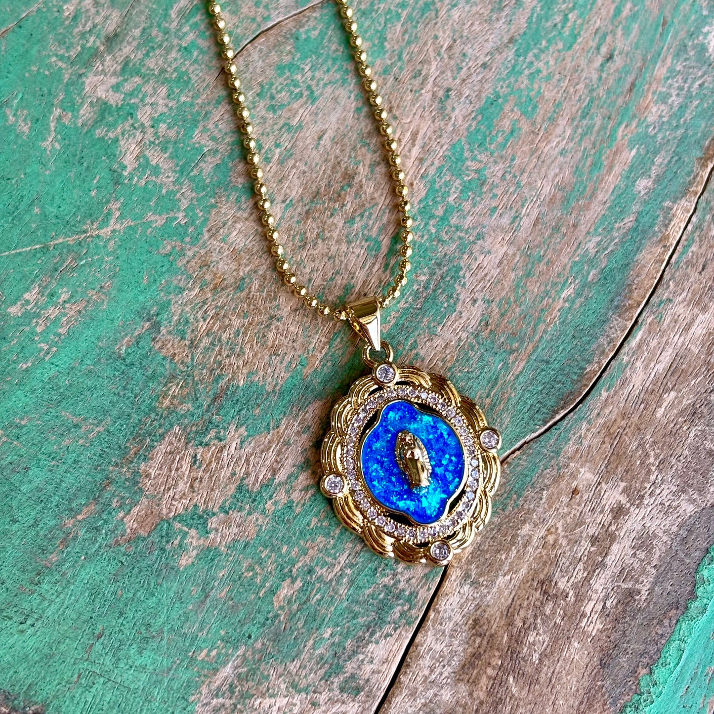 Gold Plated Turquoise OLG Pendant Necklace