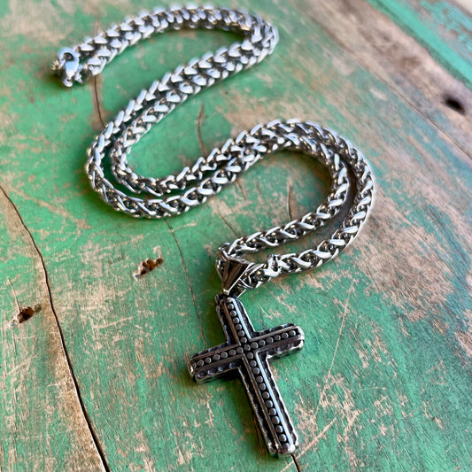 Stainless Steel Brave Cross Chain Necklace