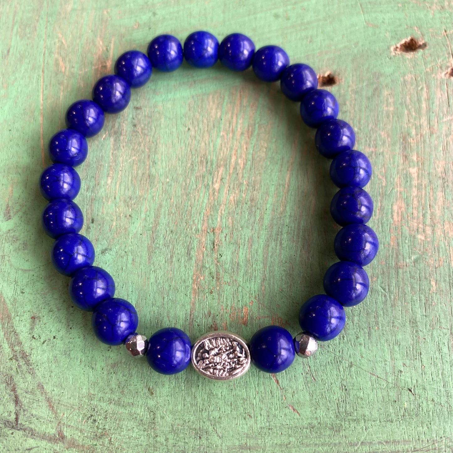 St Michael Blue Bead Protection Bracelet