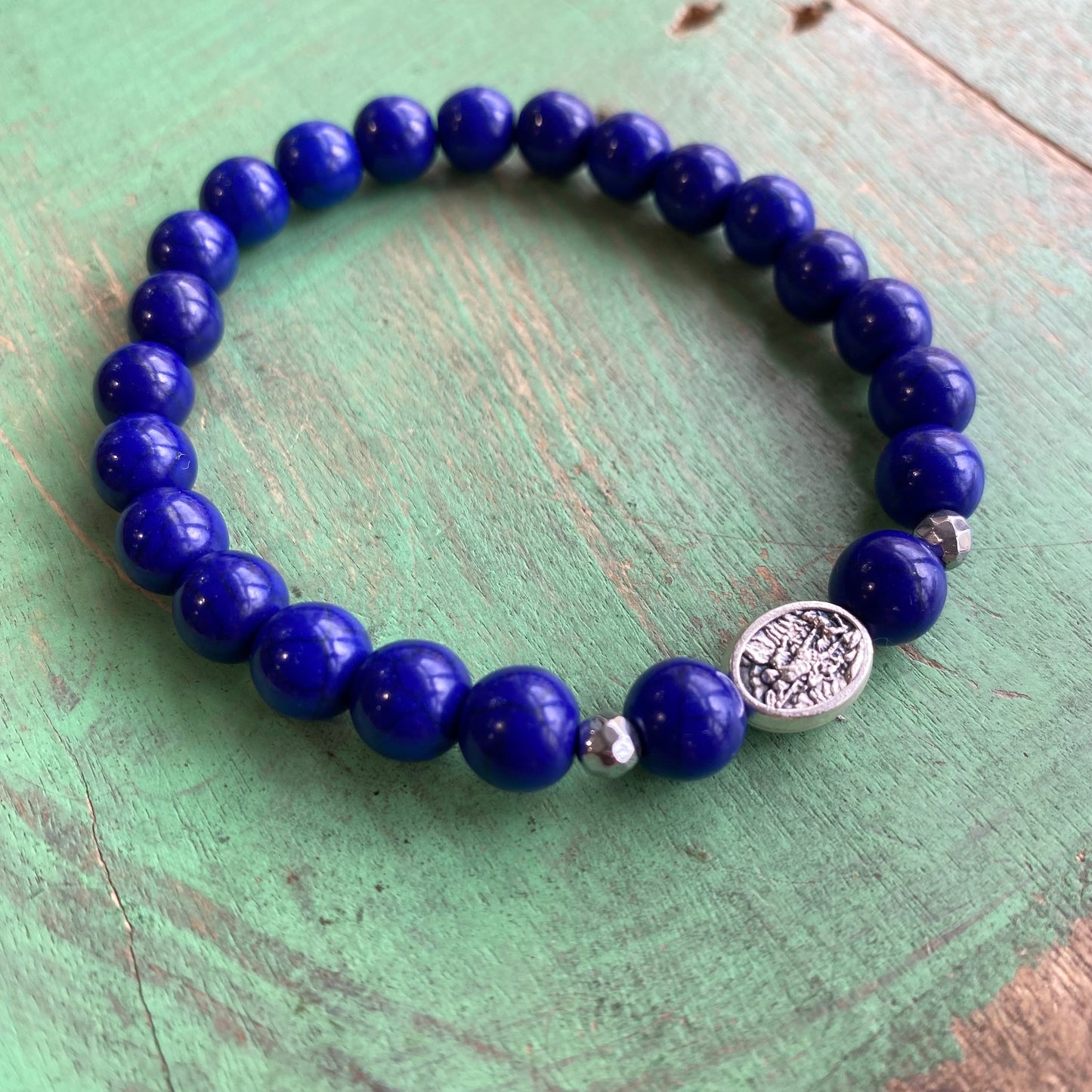 St Michael Blue Bead Protection Bracelet