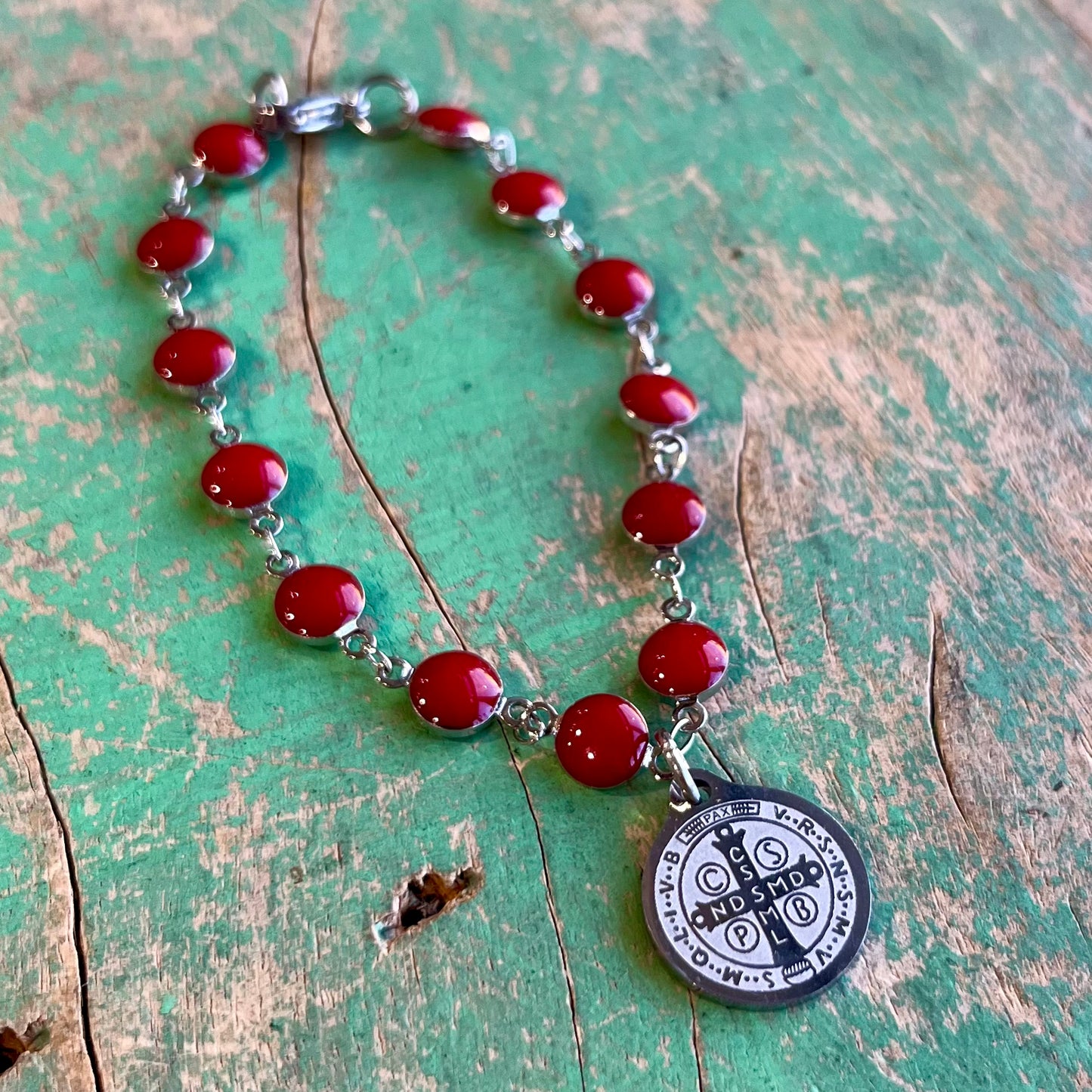 Red Enamel St Benedict Bracelet